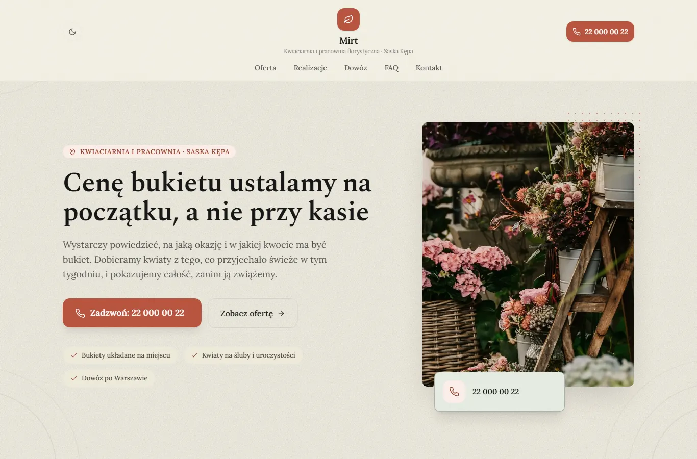 Przykład: Mirt — pracownia kwiatowa